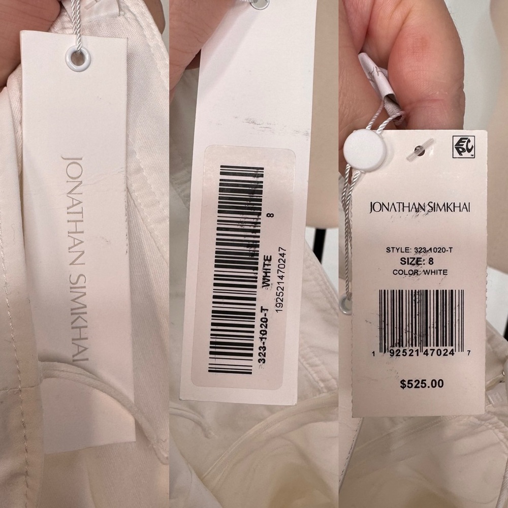 NWT Jonathan Simkhai Sicillia Dress White Poplin Pleated Bridal Preppy Size 8 - Picture 10 of 16